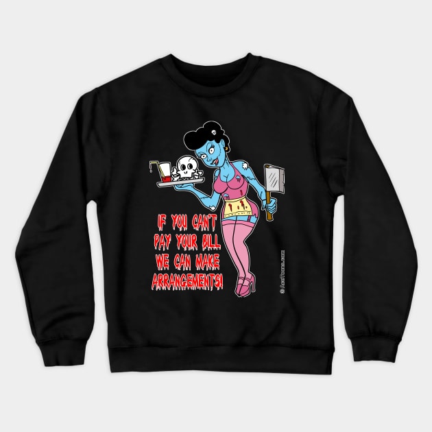 Sexy Zombie Waitress With Tray & Cleaver Crewneck Sweatshirt by AceToons
